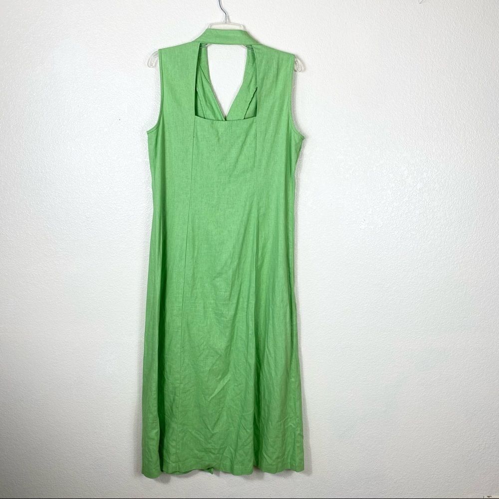 Vintage 90’s Erika Green Collared Open Back Sleeveless Button Up Maxi Dress - Picture 4 of 6